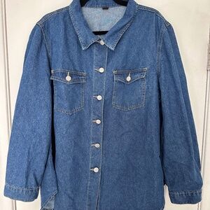 SHEIN Curve Denim Button Front Utility Shacket Top Size 2X NWOT